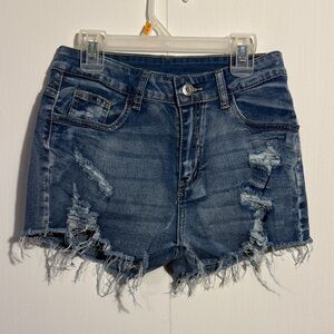 SHEIN Blue Distressed Jean Shorts